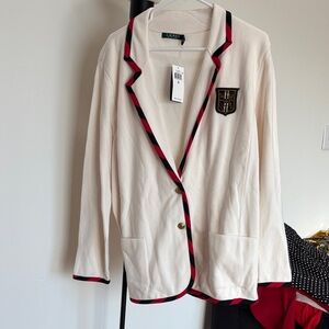 Ralph Lauren Cream Blazer with Black and Red Accents